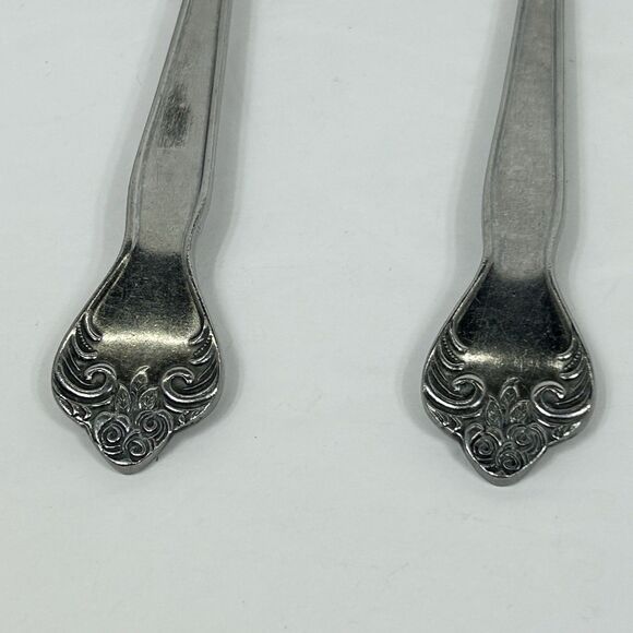Versailles Stainless Serving Spoons Slotted MCM 8" MSI Flatware Japan Floral - Picture 5 of 13